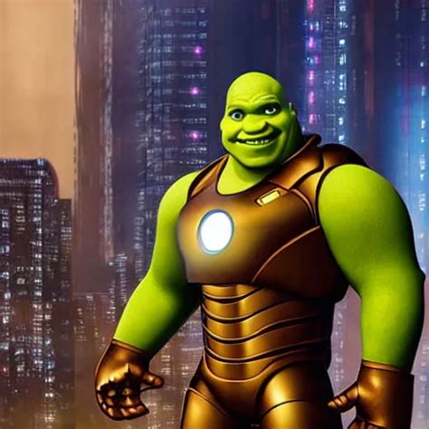 Shrek Iron Man UHD Hyperrealistic Render 4k Stable Diffusion