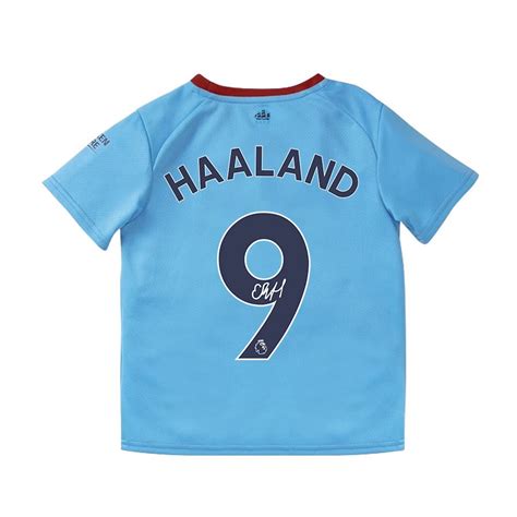 Erling Haaland 9 Signed Manchester City 2022 23 Hom Jersey Youth Ou Gold