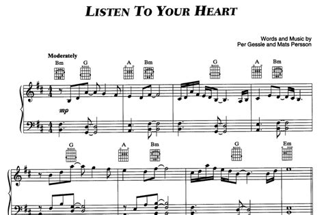 Roxette Listen To Your Heart Free Sheet Music PDF For Piano The Piano