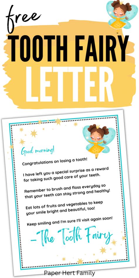 Free Tooth Fairy Letter Printable Your Kid Will Love