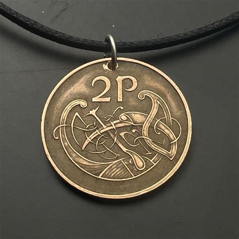 IRISH COIN Necklace Ireland Coin Celtic Bird Knot Pendant Etsy