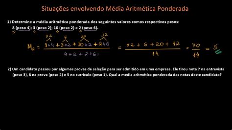 Situações envolvendo Média Aritmética Ponderada Exercícios YouTube