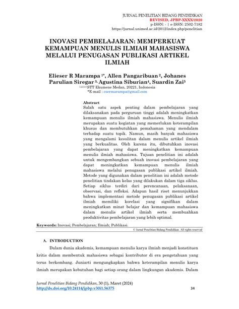 Pdf Inovasi Pembelajaran Memperkuat Kemampuan Menulis Ilmiah