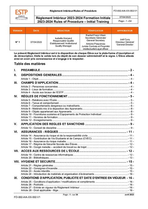 Calaméo Règlement Intérieur Formation Initiale 2023 2024