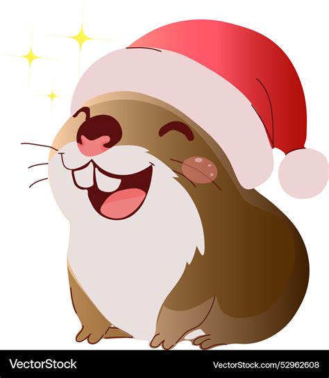 Cute Laughing Capybara Wearing A Santa Hat Vector Image