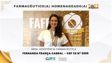 Dra Fernanda Fran A Homenageada Ao M Rito Farmac Utico Cearense