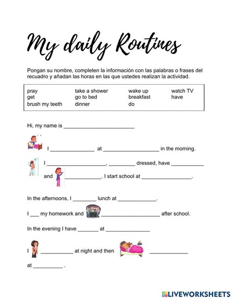 My Daily Routines Mi Rutina Diaria Worksheet Rutinas Diarias