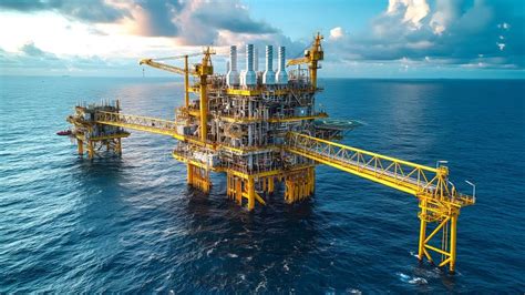 Offshore Oil Rig Platform in Vast Ocean Stock Illustration ...