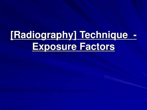 Dr Technique Chart For Radiography