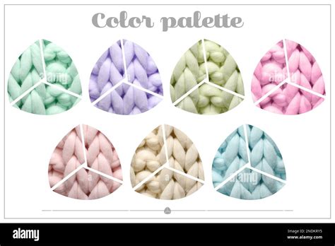 Samples Of Different Wool On White Background Collage Color Palette