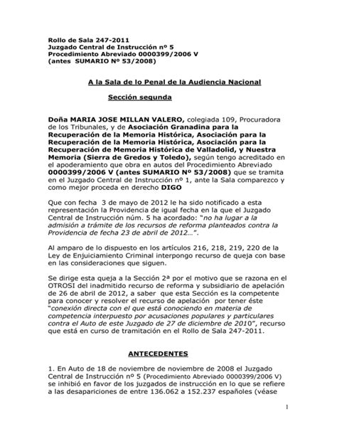 Juzgado Central Instrucci N N Recurso De Queja De Asociaciones