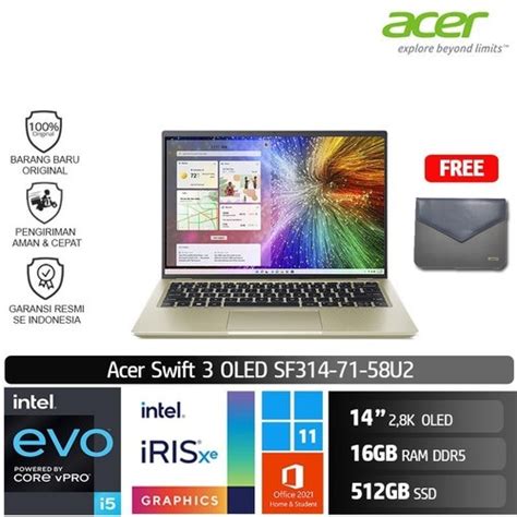 Jual Acer Swift 3 Sf314 71 58u2 Core I5 12500h 16gb Ssd 512g Win11 Ohs