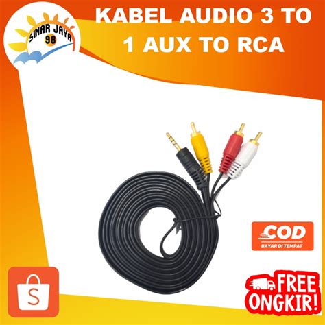 Jual Kabel Aux 2in1Jack RCA To Jack Mini Stereo 3 5mm 3 METER