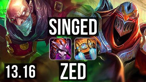 Singed Vs Zed Top Rank 1 Singed 5 0 4 Rank 11 300 Games Tr