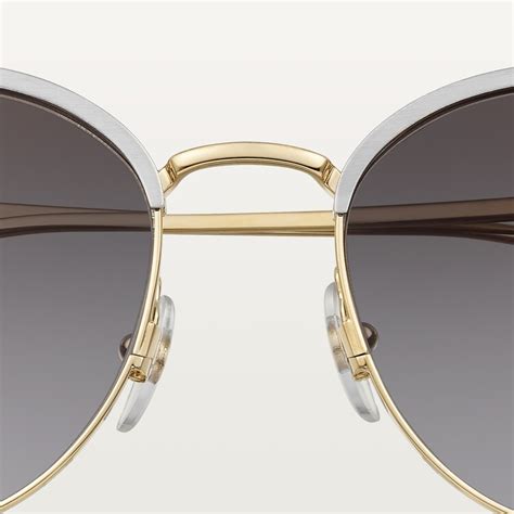 Cresw00451 Panthère De Cartier Sunglasses Smooth Golden Finish And Brushed Platinum Finish