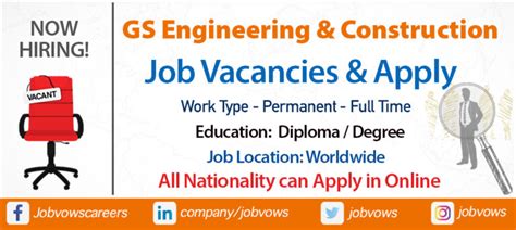 Gs Engineering And Construction Jobs And Careers 2021 Jobvows