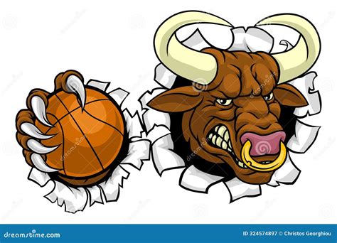 Bull Minotaur Longhorn Cow Basketball Mascot Vector Illustration