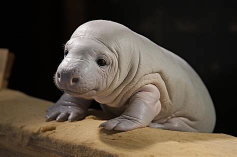 Premium Photo | Newborn baby manatee close up portrait