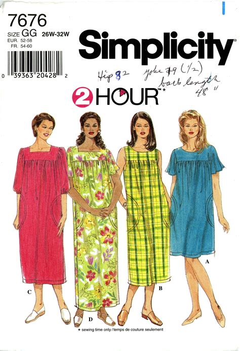 Simplicity 7676 Mu Mu Dress Pattern Plus Size Sewing