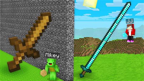 Jj And Mikey Cheated With Sword Build Battle In Minecraft Maizen Youtube