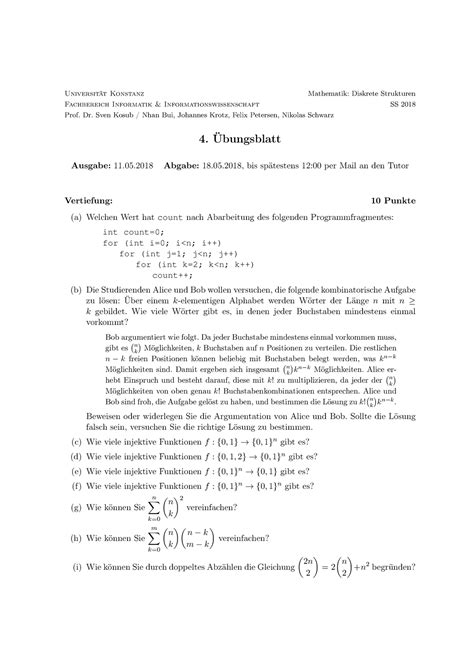 Uebung Universit T Konstanz Mathematik Diskrete Strukturen