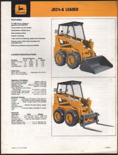 John Deere JD24 A Skid Steer Loader Brochure Leaflet EBay