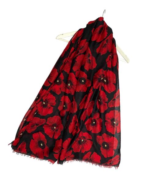 Red Poppy Scarf Vibrant Autumnwinter Scarves