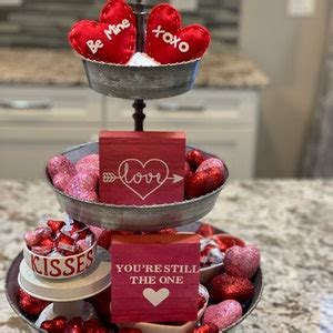 Valentines Day Tiered Tray Decor Galentines Day Gift Valentines Day