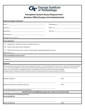 Fillable Online Procurement Gatech Perceptive Content Access Request