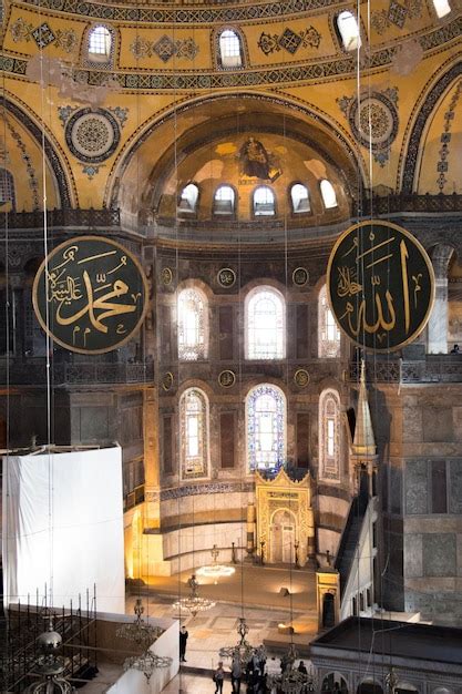 Interior de hagia sophia en fondo de arquitectura de estambul turquía