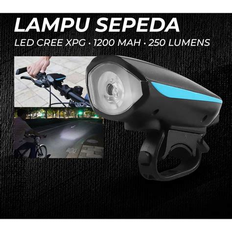 Jual Lampu Depan Sepeda Klakson Led Cree Xpg Mah Lumens