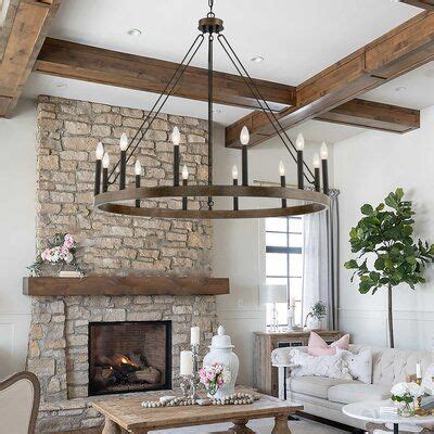 Laurel Foundry Modern Farmhouse Light Wagon Wheel Chandelier White