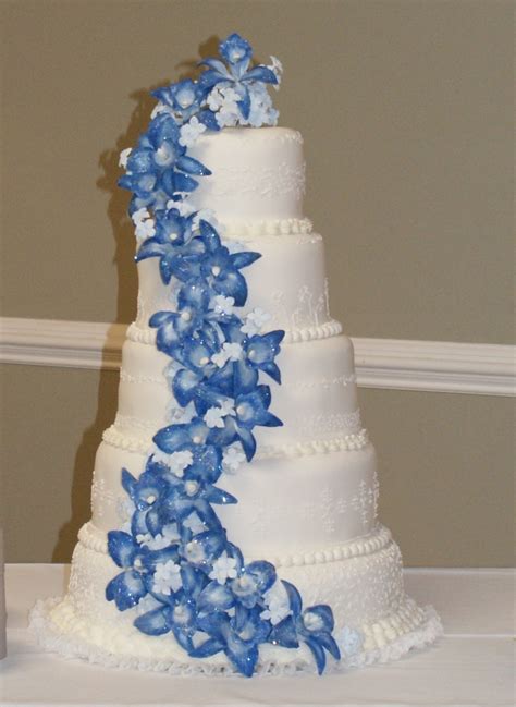 Blue Orchid Wedding Cake