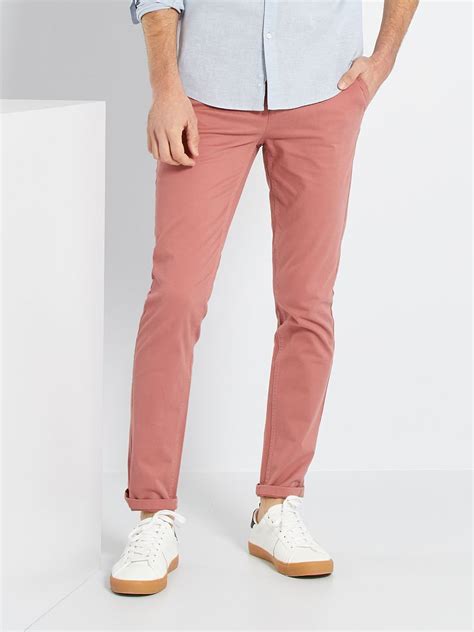 Slim Fit Chino Broek Roze Kiabi