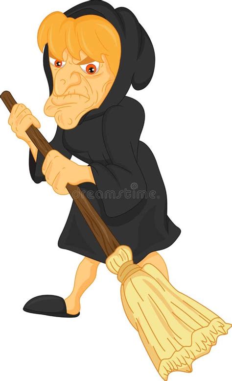 Witch Holding Broom Stock Vector Illustration Of Holiday 45494363