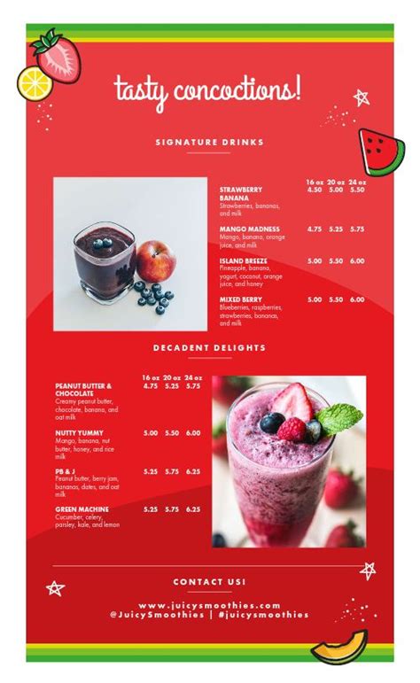 Customizable Juice Bar Menu Design Template by MustHaveMenus