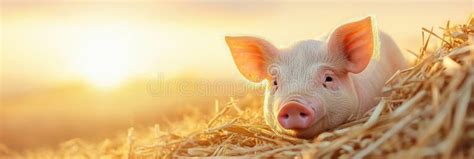 celebrating national pig day   peaceful pig resting  golden hay