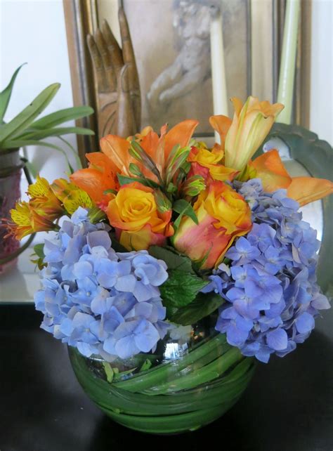 Orange And Blue Floral Arrangements