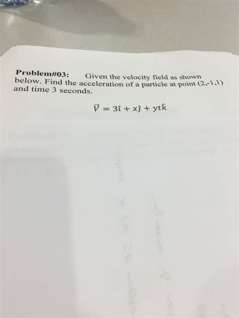 Solved Given The Velocity Field As Shown Below Find The Chegg