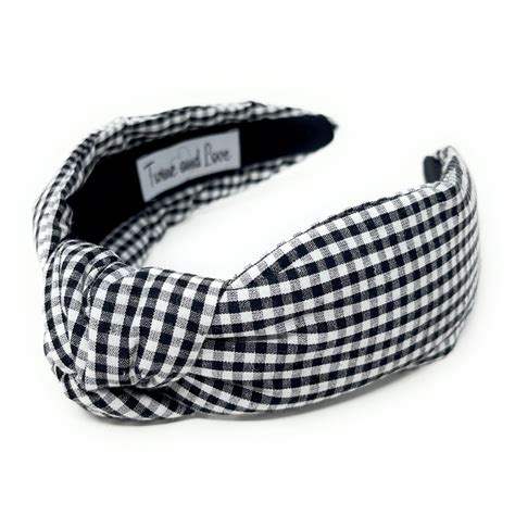 Twine And Love Black Gingham Knot Headband Handmade Custom Knot Headbands