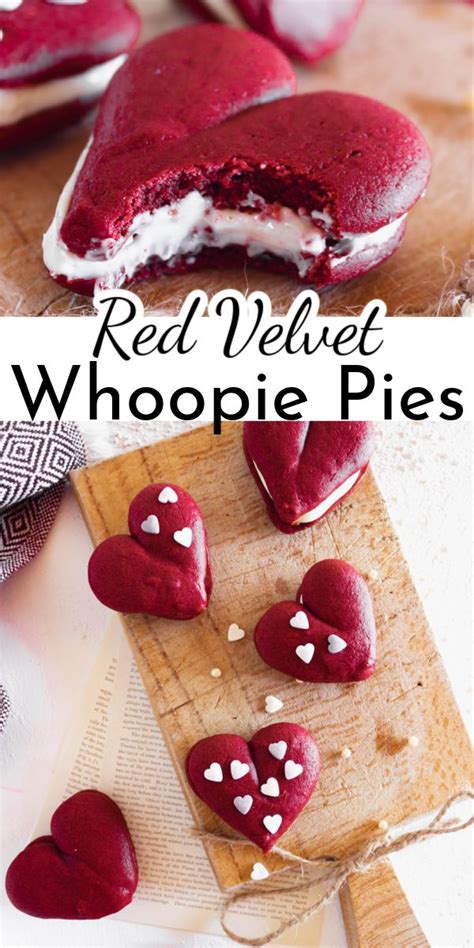 These Heart Shaped Red Velvet Whoopie Pies Are Perfect For Valentines Day The Homemade Batter