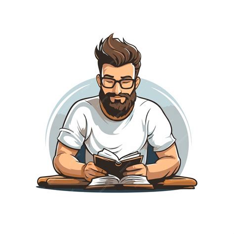 Premium Vector Man Reading A Book Vector Illustration Of A Man