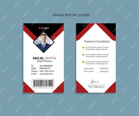 Premium PSD | Free vector Front and Back id card template with picture