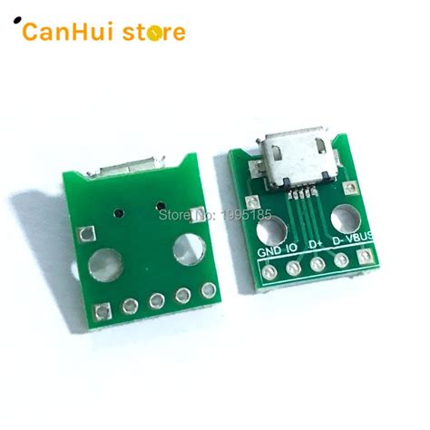 10pcs Micro Usb To Dip Adapter 5pin Female Connector B Type Pcb Converter Sd2 Usb Connectors