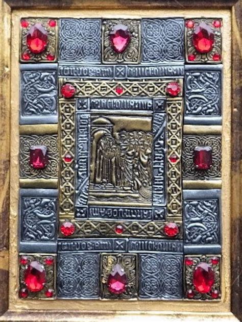 Medieval Illuminated Manuscript Book Cover Mixed Media Mosaic Etsy