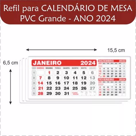 10 Refil Para Calendário De Mesa Grande 2024