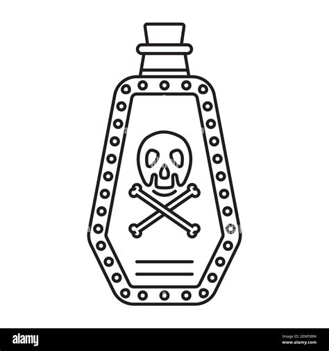 Poison Bottle Or Poisonous Chemicals With Crossbones Line Art Icon For Apps Or Websites Stock