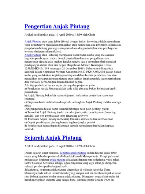 Pdf Pengertian Anjak Piutang Dokumen Tips