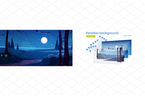 Parallax background cartoon night | Illustrations ~ Creative Market