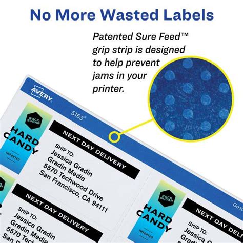 Avery® Shipping Labels Sure Feed™ And Trueblock® Technology Permanent Adhesive 3 1 2 X 5